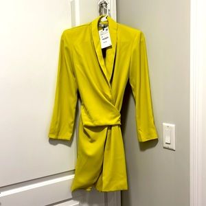 Zara lime green blazer dress 2829/483/520 XS